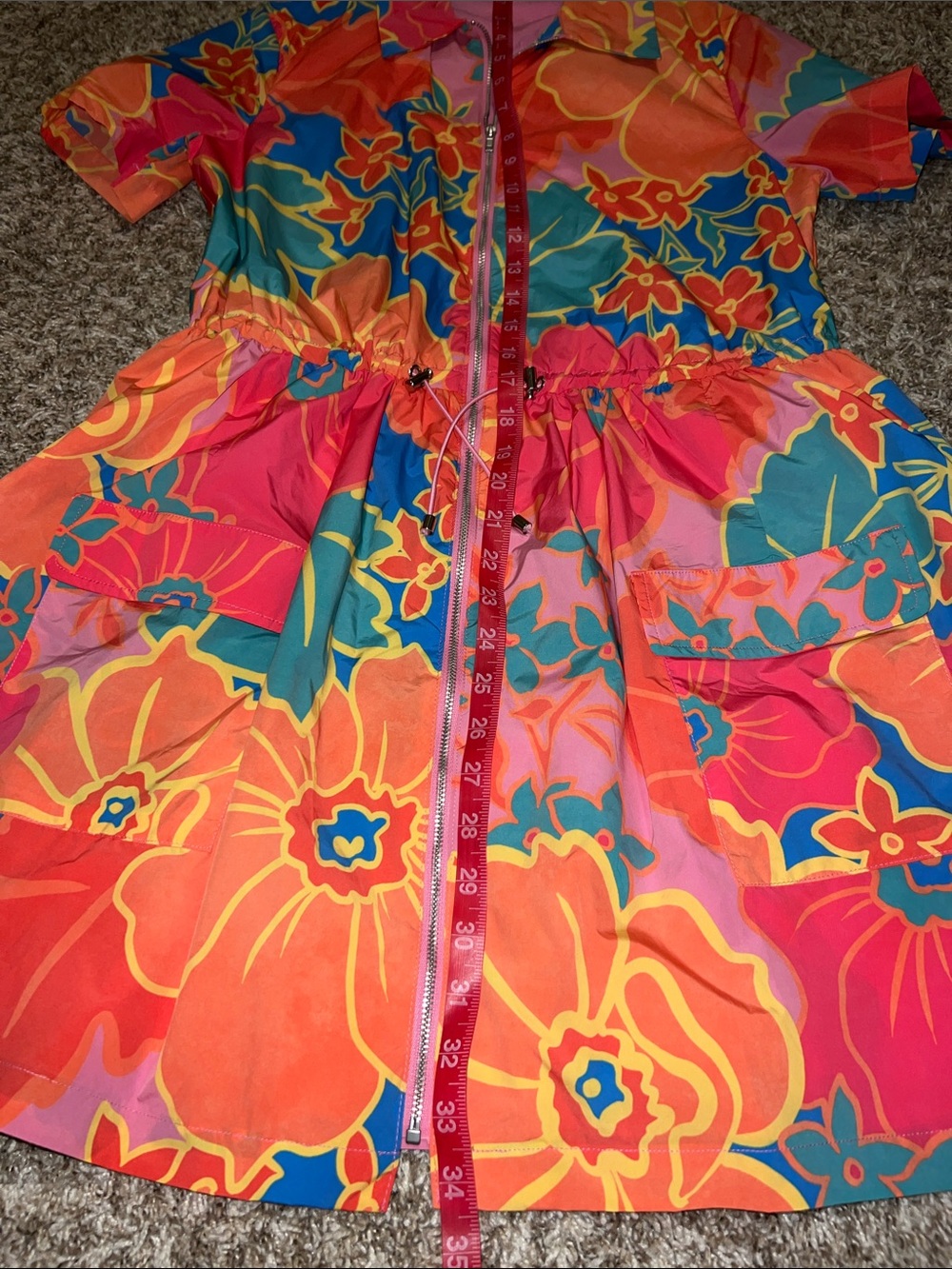 KARLIE Large Floral Weekend Cinch Waist Dress Size M -Super flattering and cute! - Picture 15 of 15